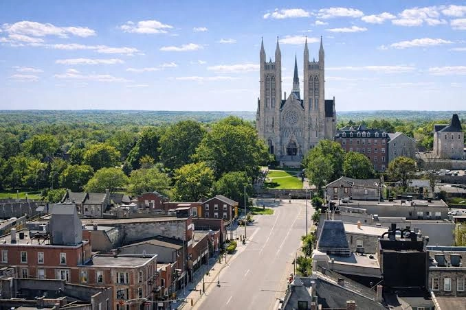 Pearson Airport to Guelph transfer – black SUV below the Basilica of Our Lady in downtown Guelph