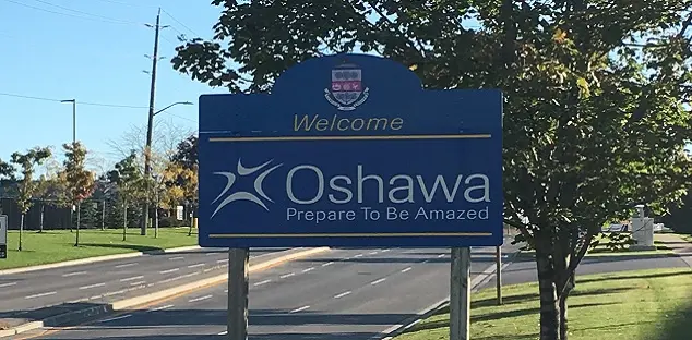 Pearson Airport to Oshawa transfer – black SUV on a downtown Oshawa street